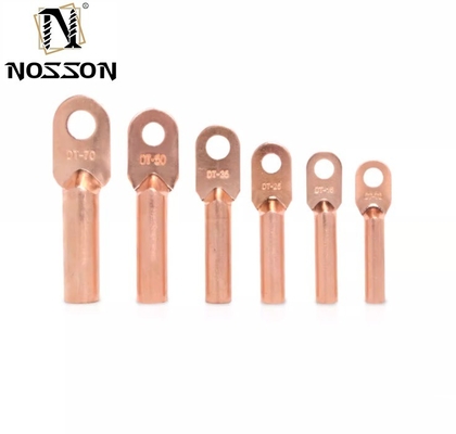 Collecting Wires Automotive 600v to 35 KV AWG Battery Tubular Cable Lug with Bell-end / Purple Copper Ring Terminal Lug Coated Tin