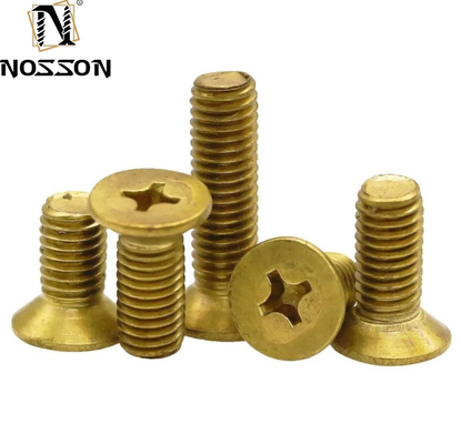 Flat Head Style M2-M8 Brass Phillips Countersunk Machine Screws with Excellent Durability and Plain Finish