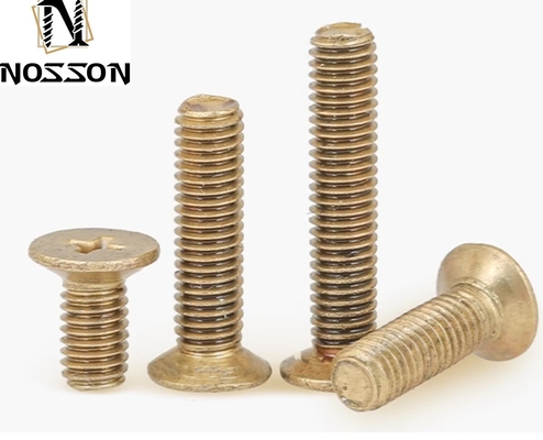 Flat Head Style M2-M8 Brass Phillips Countersunk Machine Screws with Excellent Durability and Plain Finish