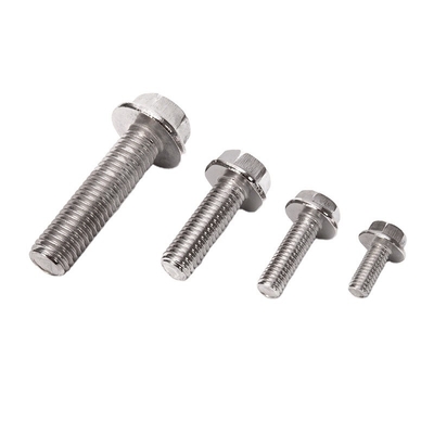 Durable DIN Standard 304 Stainless Steel Anti Slip Toothed Flange Screw with External Hexagonal Washer Bolt Plain Finish