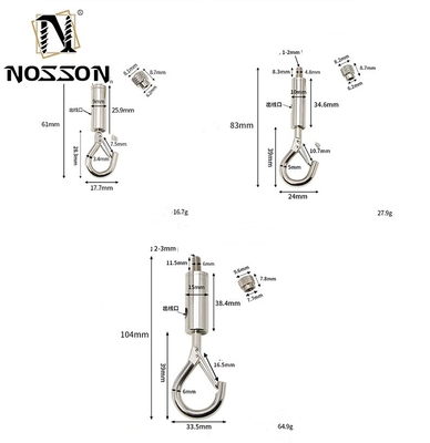 Electrolytic Treatment 8mm-50mm Stainless Steel Double End Bolt Snap Hook Carabiner for Dog Leash Scuba Accessories