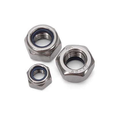 Alloy Steel Imperial Measurement System M4 Nylon Lock Nut with Metal Self-Locking Design and 304 Stainless Steel Material