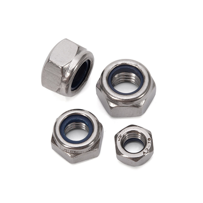 Alloy Steel Imperial Measurement System M4 Nylon Lock Nut with Metal Self-Locking Design and 304 Stainless Steel Material