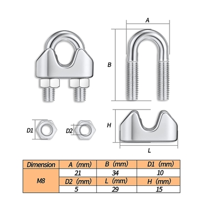Customized Support for Heavy Industry Rigging JIS Standard Double Pipe Clamps Galvanized Malleable Wire Rope Cable Clip