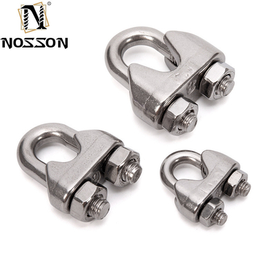 304 Stainless Steel Stocked 4.6mm DIN741 Wire Rope Clip for Double Pipe Clamps Metric Measurement System OEM Customized