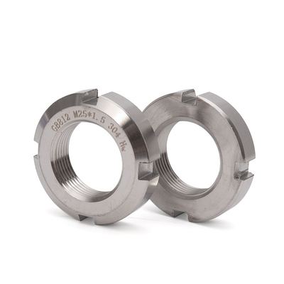 Imperial Measurement System Slotted Round Nuts Galvanized Finish Stainless Steel SS314 and SS306 Customized Size