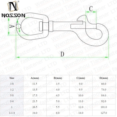 JIS Standard AISI304/316 Stainless Steel Bolt Snap Swivel Carabiner Hook for Dog Leash Webbing Diving m3 m4 m5 m6 m8 m10 m12 1/4 3/8 5/16