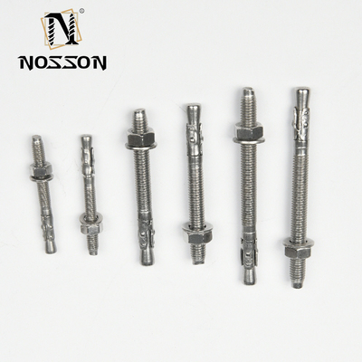 DIN Standard Silver Heavy Duty Wedge Type Expansion Anchor Through Bolts M6 x 60 for Strong Fixing in Heavy-Duty Settings