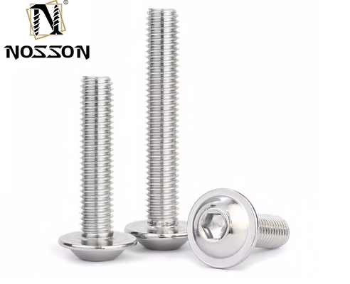 304 Stainless Steel Hex Hexagon Socket Round Button Flange Head Screw Bolt with Washer Collar Plain Finish ISO Certified