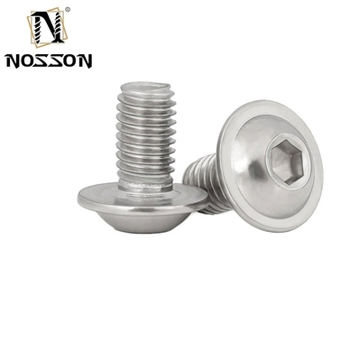304 Stainless Steel Hex Hexagon Socket Round Button Flange Head Screw Bolt with Washer Collar Plain Finish ISO Certified