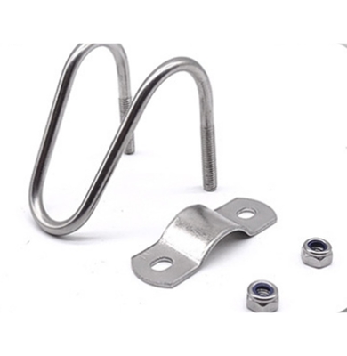 Stainless Steel 304 316 Double U-Shaped Pipe Clamp for M3 M4 M5 M6 M8 M10 M12 M16 M20 Pipes JIS Standard Plain Finish
