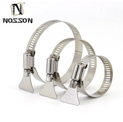 JIS Standard Gas Radiator Hose Clip Clamps with Butterfly Handle Plain Surface Durable Material Metric Measurement System