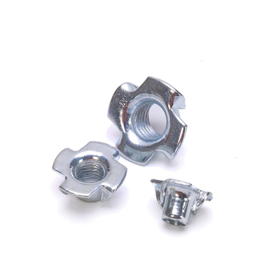 High Quantity Normal White M8 Four Claw Full-thread Hook Iron Sheet T-nut Insert for Furniture in Automotive Industry