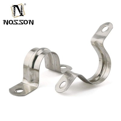 Instock Stainless Steel U Type Clamp Pipe Clip With Two Hole Easy Installation Double Hole Saddle Clamp