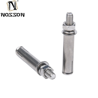 M10x100 304 Stainless Steel External Hex Expansion Bolt Screw Sleeve Anchor Expansion Screw Bolt for Construction Finish Plain