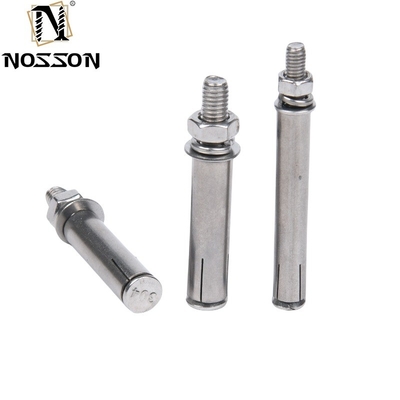 M10x100 304 Stainless Steel External Hex Expansion Bolt Screw Sleeve Anchor Expansion Screw Bolt for Construction Finish Plain