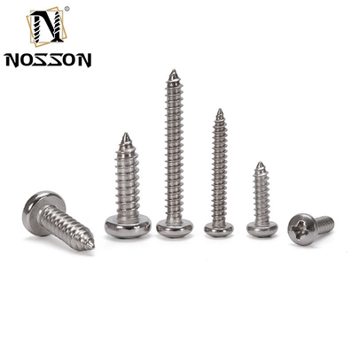 M2.5 DIN7981 H Cross Recessed Pan Head Tapping Screws with Cone Point Phillips Drive Type C in Stainless Steel Material