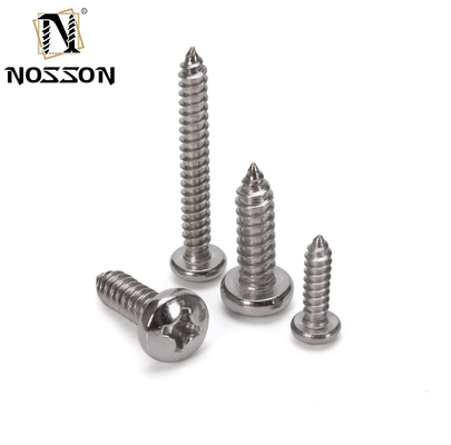 M2.5 DIN7981 H Cross Recessed Pan Head Tapping Screws with Cone Point Phillips Drive Type C in Stainless Steel Material