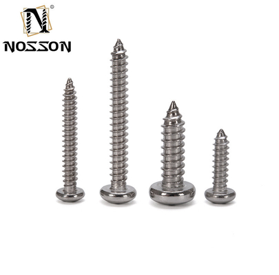 M2.5 DIN7981 H Cross Recessed Pan Head Tapping Screws with Cone Point Phillips Drive Type C in Stainless Steel Material