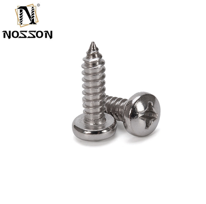 M2.5 DIN7981 H Cross Recessed Pan Head Tapping Screws with Cone Point Phillips Drive Type C in Stainless Steel Material