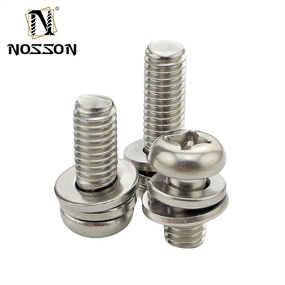 Stainless Steel SUS 304 316 316L Plain Finish Cross Recessed Pan Head Sems Screw DIN7985 M3 M4 M5 with ISO Certification