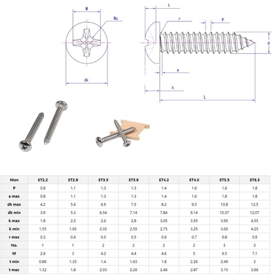 Metric Measurement System ZINC PLATED Stainless Steel 304 Self-Tapping Screws with Corrosion Resistance and Durable Design
