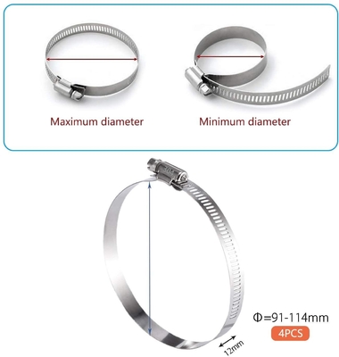 Instock General Purpose Worm-Drive Clamps for Firm Hose and Tube Adjustable Range 118-140mm Metric Measurement System