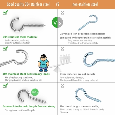 304 Stainless Steel Strong Eye Screw Hook for Indoor and Outdoor Craft JIS Standard ZINC PLATED Finish