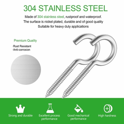 304 Stainless Steel Strong Eye Screw Hook for Indoor and Outdoor Craft JIS Standard ZINC PLATED Finish