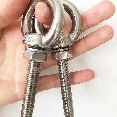 JIS Standard Corrosion-Resistant Stainless Steel Thread Lifting Ring Shoulder Eye Bolts 3/8&quot; X 2.75&quot; with Nuts and Washer