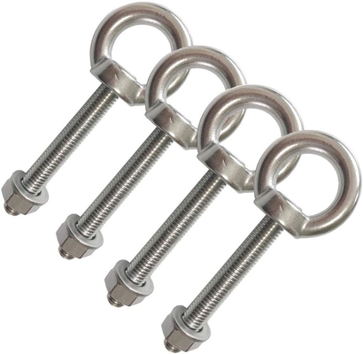 INCH Stainless Steel M10 Shoulder Eye Bolts 3/8&quot;x 2.75&quot; Heavy Duty Screws with Washer and Nuts Plain Finish Lifting