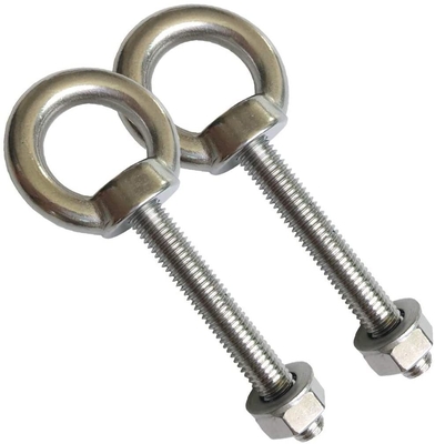INCH Stainless Steel M10 Shoulder Eye Bolts 3/8&quot;x 2.75&quot; Heavy Duty Screws with Washer and Nuts Plain Finish Lifting
