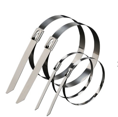 Industrial Standards White Stainless Steel Cable Locking Zip Ties Width 7.9mm for Wire Security and Organization