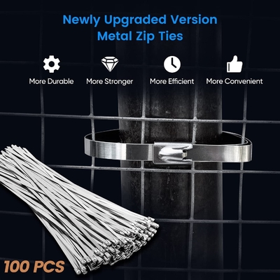 11.8 Inch Length 304 Stainless Steel Cable Ties with Zinc Finish and Customized Support Imperial Measurement System