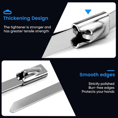 11.8 Inch Length 304 Stainless Steel Cable Ties with Zinc Finish and Customized Support Imperial Measurement System