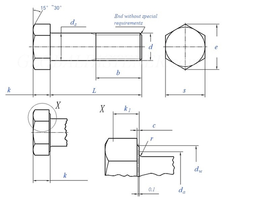 GB Standard M1.6 M2 M2.5 M3 M4 M5 M6 M8 M10 M12 M14 M16 M20 ZINC PLATED Hex Head Bolts for Durable Performance