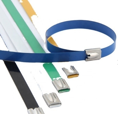 Self-locking Metal Wrap Cable Tie Ball Lock JIS Standard PVC Coated Stainless Steel Ties 7.9mm GB Standard