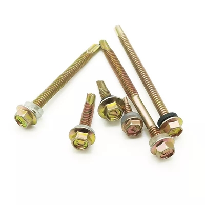 GB Standard Stainless Steel Hex Head Patta Self Drilling Sheet Metal Roofing Screw with Rubber Washer Plain Finish INCH Measurement System