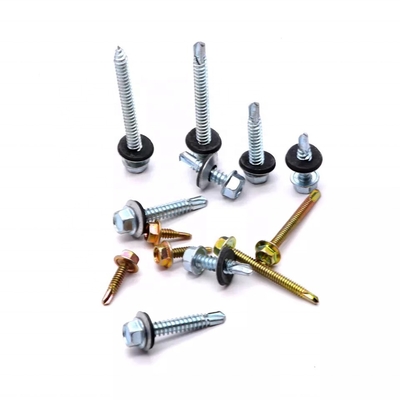 GB Standard Stainless Steel Hex Head Patta Self Drilling Sheet Metal Roofing Screw with Rubber Washer Plain Finish INCH Measurement System