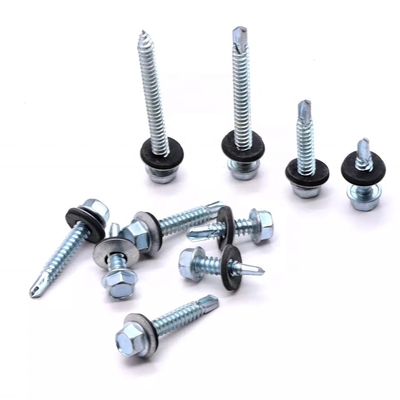 GB Standard Stainless Steel Hex Head Patta Self Drilling Sheet Metal Roofing Screw with Rubber Washer Plain Finish INCH Measurement System