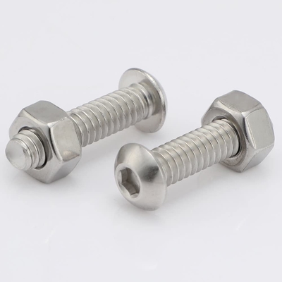 1/4-20 x 1/2 Inch Button Head Socket Cap Bolts 18-8 Stainless Steel 304 Plain Finish Full Thread Allen Hex Drive Pan Head