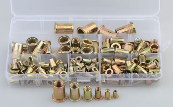 17*10*2.3 Titanium Cross Border Carbon Steel Color Plated Zinc Vertical Grain Flat Head Rivet Nut Combination Set 150pcs