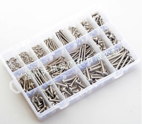 17*10*2.3 Screw nut combination set 380pcs stainless steel 304 din7981 cross pan head / round head self tapping m3m4m5 Assortment kit