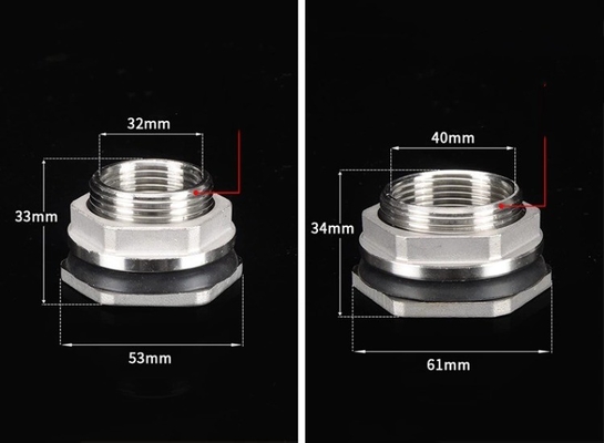 Stainless Steel SS304 Casting Bulkhead Tank Fitting with Nipple Connector Type 3/4&quot; Female and Long-lasting Solution