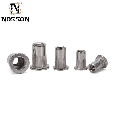 Metric Plain Finish M3 CN1-CB-S Cylinder Steel Rivet Nut with 20000 Standard Flange and Notches in 304 Stainless Steel