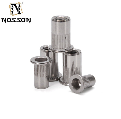 Metric Plain Finish M3 CN1-CB-S Cylinder Steel Rivet Nut with 20000 Standard Flange and Notches in 304 Stainless Steel