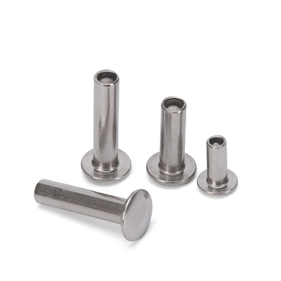 Uncoated Bright Finish Semi-Tubular Stainless Steel Hollow Rivet with Customized Flat Head and DIN Standard in M2.5-M6.3