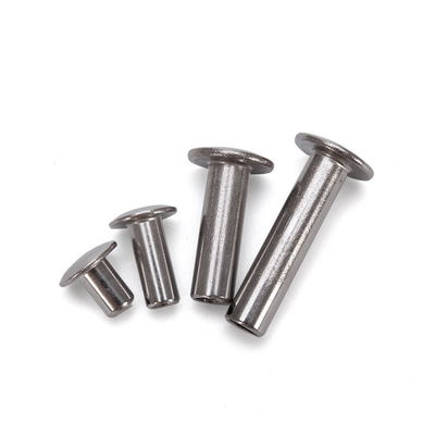 Uncoated Bright Finish Semi-Tubular Stainless Steel Hollow Rivet with Customized Flat Head and DIN Standard in M2.5-M6.3