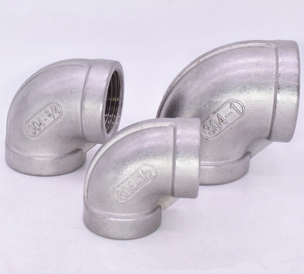 Stainless Steel 304/316 90 Degree Elbow Class 150 Polishing Female to Female PT RP BSPT NPT Threaded Pipe Fitting for Marine