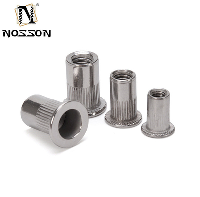 Zinc Plated DIN Standard M3 M4 M5 M6 M8 M10 M12 Flat Head Knurled Threaded Insert Rivet Nut for Metric Measurement System